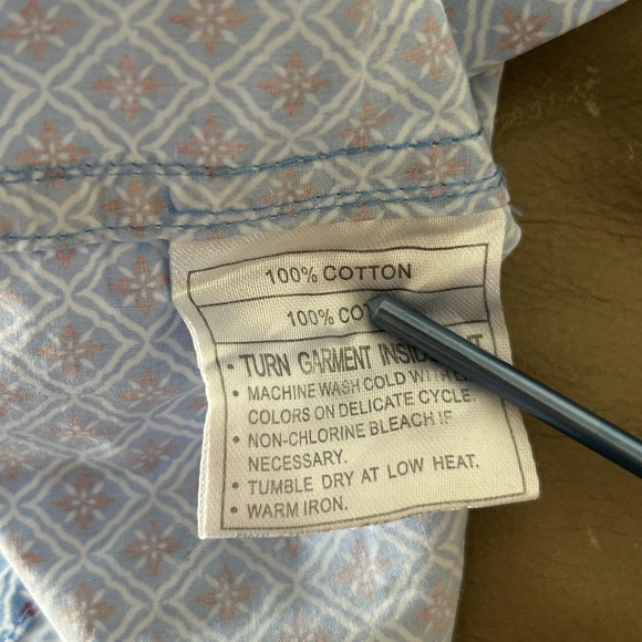 Ariat Shirt Mens 2XL Blue Geometric Western Button Down Long Sleeve Cotton - Picture 5 of 12